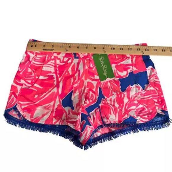 Lilly Pulitzer Womens Cocoa Shorts Tiki Pink Beach Bliss Pocket Fringe XS New - Picture 5 of 10